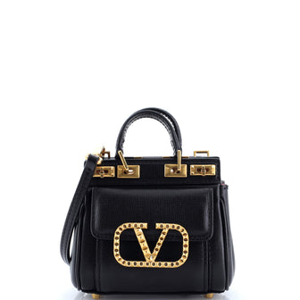 Valentino Garavani Rockstud Alcove Double Handle Bag Leather Micro