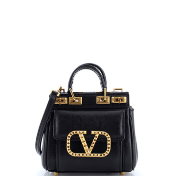 Valentino Garavani Rockstud Alcove Double Handle Bag Leather Micro