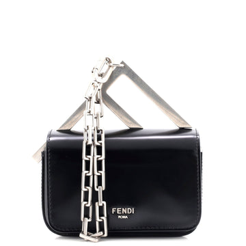 Fendi FF Chain Clutch Bag Leather Nano