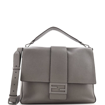 Fendi Baguette Flap Messenger Bag Leather Large