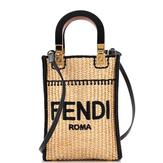 Fendi Sunshine Shopper Tote Straw Mini