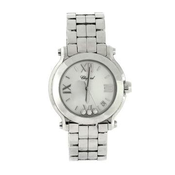 Chopard Happy Sport Quartz Watch Stainless Steel with 3 Floating Diamonds 33