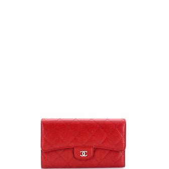 Chanel L-Flap Wallet Quilted Caviar Long