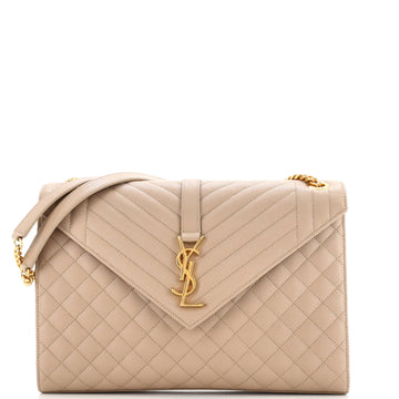 Saint Laurent Classic Monogram Envelope Satchel Mixed Matelasse Leather Large