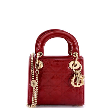Christian Dior Lady Dior Chain Bag Cannage Quilt Patent Mini