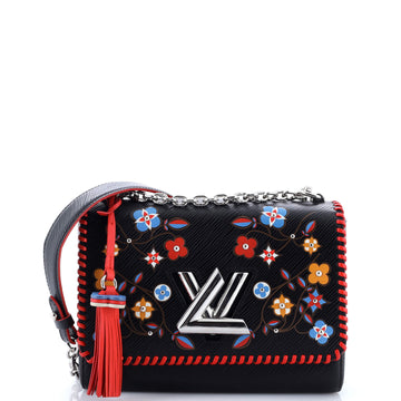 Louis Vuitton Twist Handbag Limited Edition Flower Embellished Epi Leather with Whipstitch Details MM