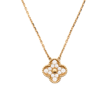 Van Cleef & Arpels Vintage Alhambra Pendant Necklace 18K Yellow Gold and Diamonds