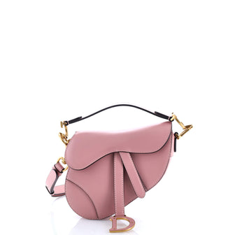 Christian Dior Saddle Handbag with Strap Leather Mini