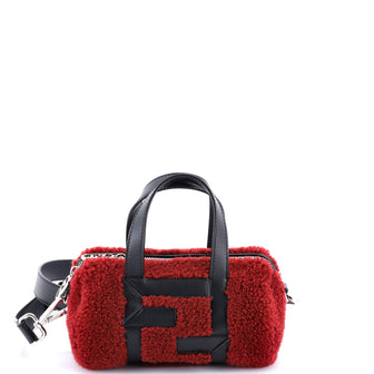 Fendi O'Lock Convertible Bowler Bag Shearling with Leather Mini