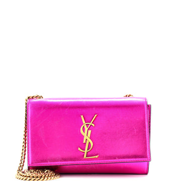 Saint Laurent Classic Monogram Crossbody Bag Metallic Leather Medium