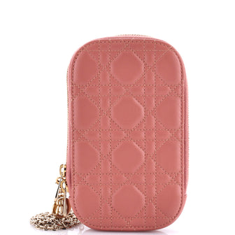 Christian Dior Lady Dior Phone Holder on Chain Cannage Quilt Lambskin