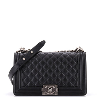 Chanel Boy Flap Bag Quilted Lambskin Old Medium