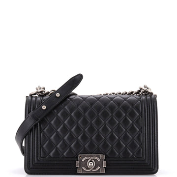 Chanel Boy Flap Bag Quilted Lambskin Old Medium