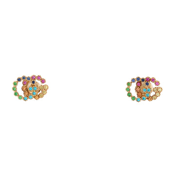 Gucci GG Running Stud Earrings 18K Yellow Gold with Sapphire, Citrine, Topaz and Tsavorite
