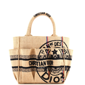 Christian Dior Catherine Tote Embroidered Jute Canvas Small