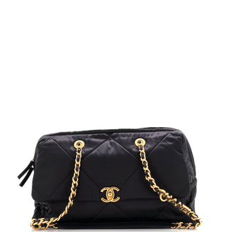 Chanel Bowling Tote Bag Quilted Satin Large