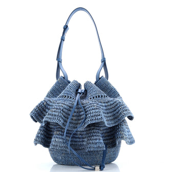 Loewe Paula's Ibiza Ruffle Balloon Bucket Bag Woven Raffia