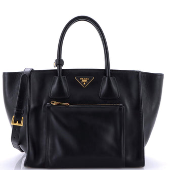 Prada Front Pocket Wing Convertible Tote Soft Calf