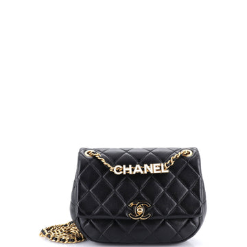 Chanel Enamel Logo CC Chain Flap Bag Quilted Lambskin Small