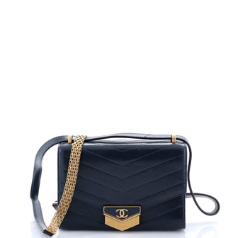 Chanel Medal Envelope Flap Bag Chevron Calfskin Small