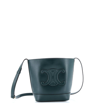 Celine Cuir Triomphe Bucket Bag Leather Small