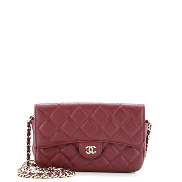 Chanel Classic Flap Phone Holder with Chain Quilted Caviar