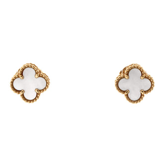 Van Cleef & Arpels Sweet Alhambra Stud Earrings 18K Yellow Gold and Mother of Pearl