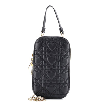 Christian Dior Dioramour Lady Dior Phone Holder on Chain Cannage Quilt Lambskin