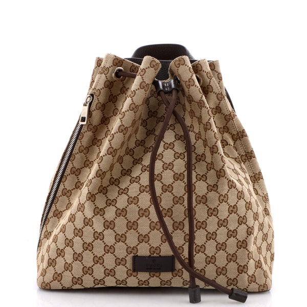 Gucci Brown Canvas GG medium / large drawstring Backpack Gucci GG Supreme Monogram Neo Vintage Drawstring Backpack  main image 4