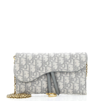 Christian Dior Saddle Chain Wallet Oblique Canvas