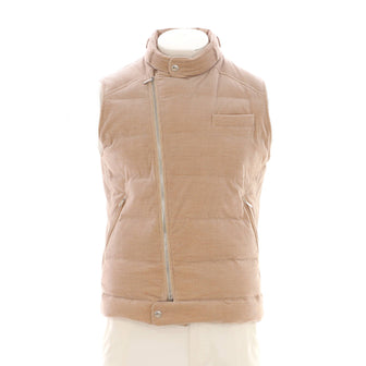 Brunello Cucinelli Men's Zip Two Pocket Vest Quilted Corduroy