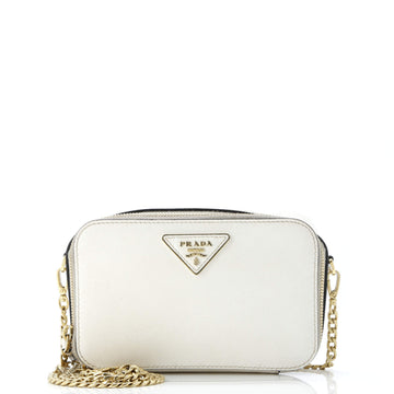 Prada Double Zip Wallet on Chain Crossbody Saffiano Leather Mini