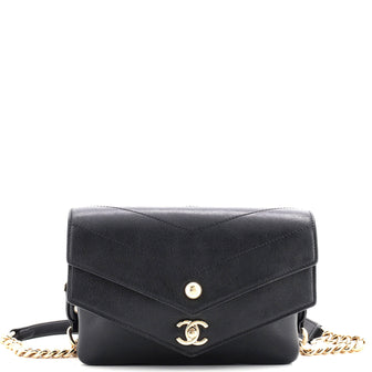 Chanel Double Flap Waist Bag Chevron Sheepskin