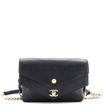 Chanel Double Flap Waist Bag Chevron Sheepskin