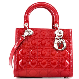 Christian Dior Vintage Lady Dior Bag Cannage Quilt Patent Medium