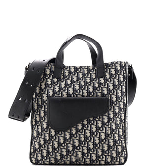 Christian Dior Saddle Tote Oblique Canvas and Leather Tall