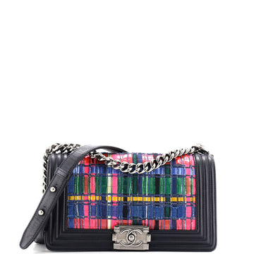 Chanel Boy Flap Bag Woven PVC with Lambskin Old Medium