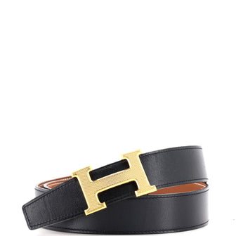 Hermes Constance Reversible Belt Leather with Guilloche Hardware Medium
