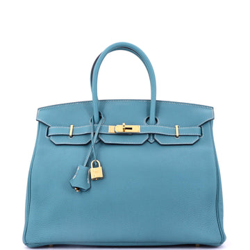 Hermes Birkin Handbag Blue Togo with Gold Hardware 35