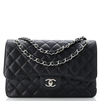 Chanel Classic Double Flap Bag Quilted Caviar Jumbo