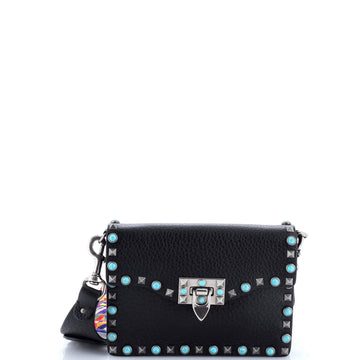 Valentino Garavani Rolling Rockstud Crossbody Bag Leather with Cabochons Small
