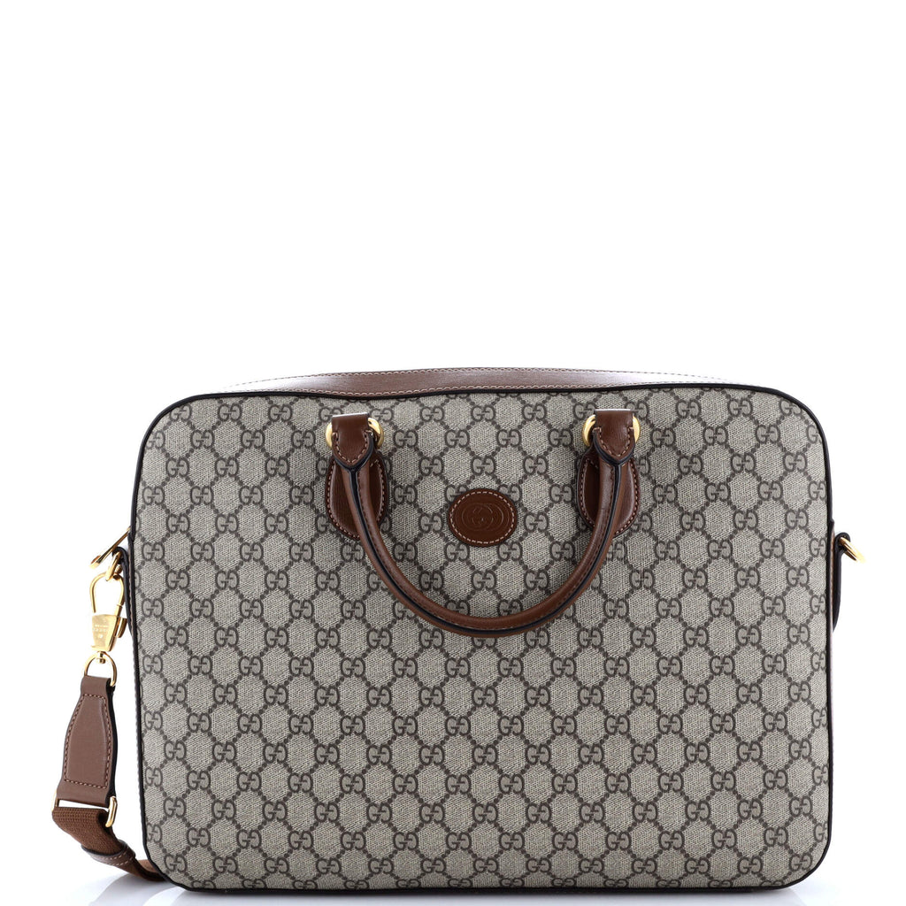 Gucci Interlocking G Briefcase GG Coated Canvas with Leather Large