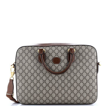 Gucci Interlocking G Briefcase GG Coated Canvas with Leather Large