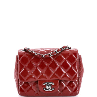 Chanel Square Classic Single Flap Bag Quilted Patent Mini