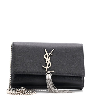 Saint Laurent Classic Monogram Tassel Crossbody Bag Grainy Leather Small