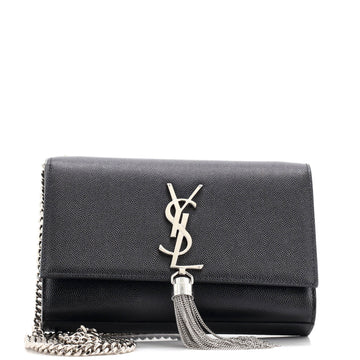 Saint Laurent Classic Monogram Tassel Crossbody Bag Grainy Leather Small
