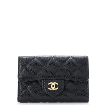 Chanel Classic Flap Card Case Quilted Caviar