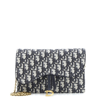 Christian Dior Saddle Chain Clutch Oblique Canvas
