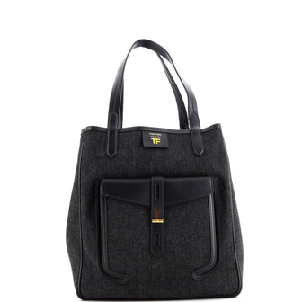 Tom Ford T Twist Tote Denim with Leather Large