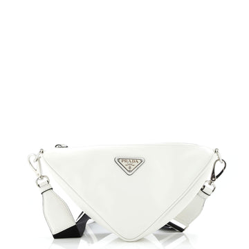 Prada Triangle Logo Zip Crossbody Bag Soft Leather Small